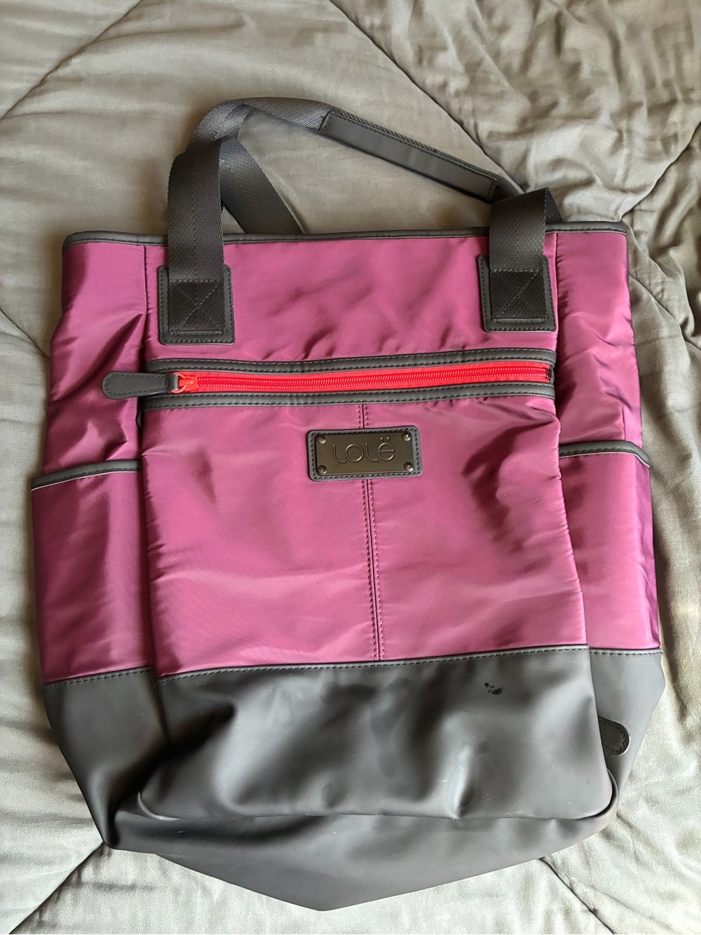 Lole Pink Nylon Tote with Gray Trim